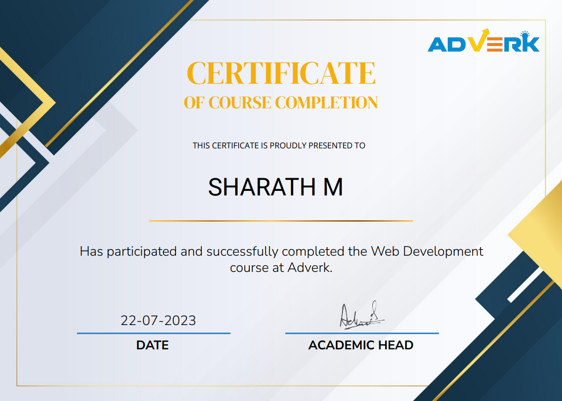 WEb Development Certificate